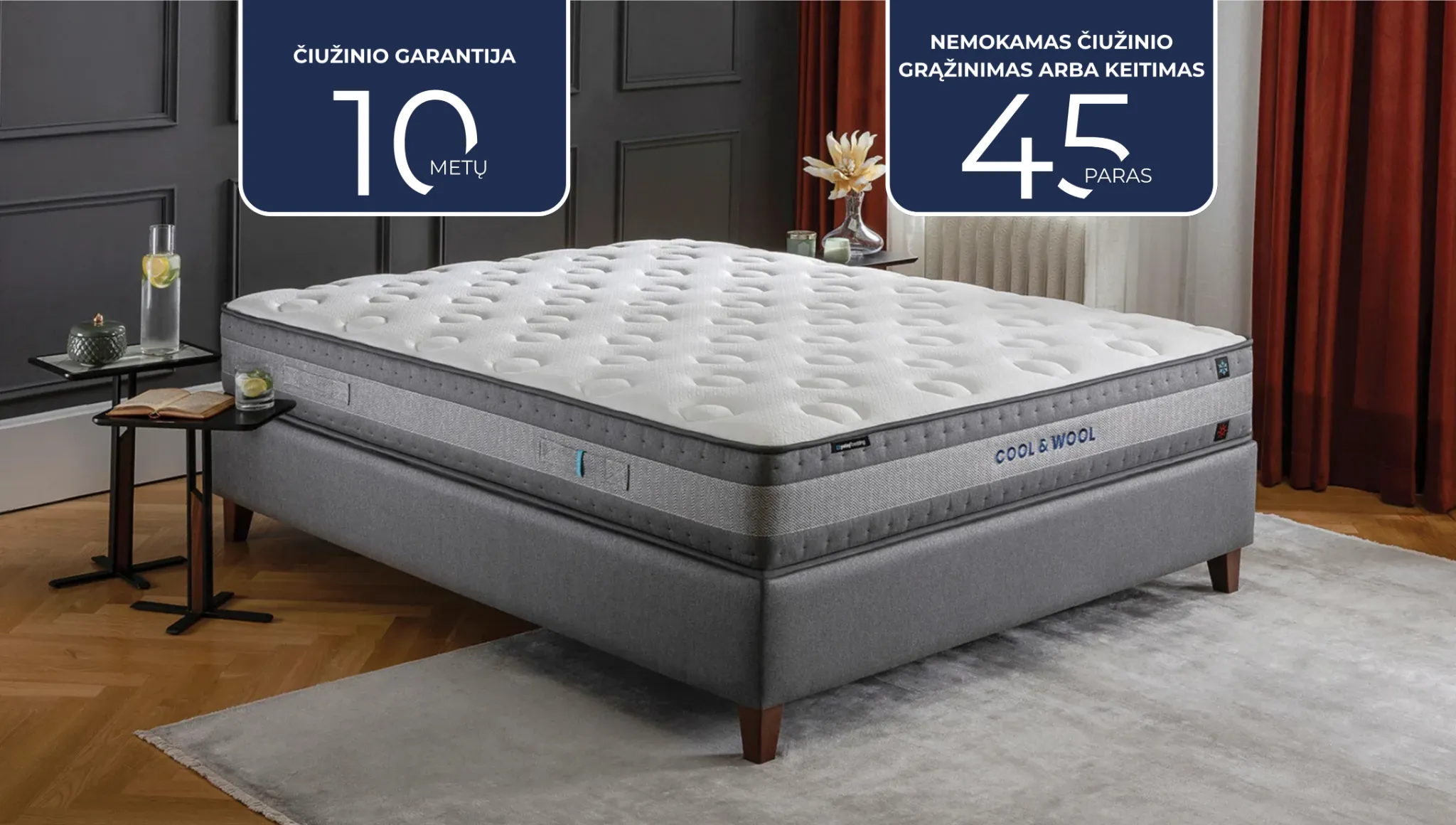 Čiužinys COOL&WOOL 120x200 - Yatas Bedding
