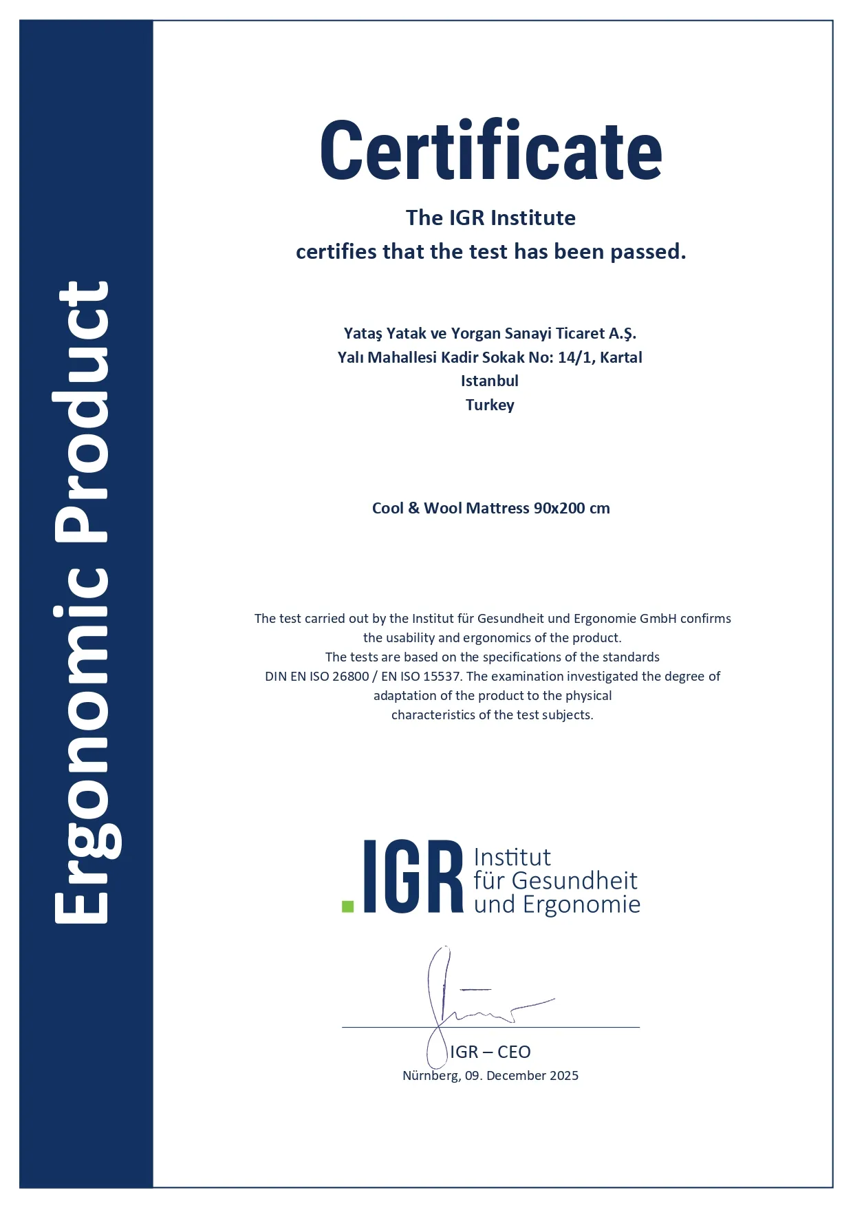 Čiužinys COOL&WOOL - Yatas Bedding