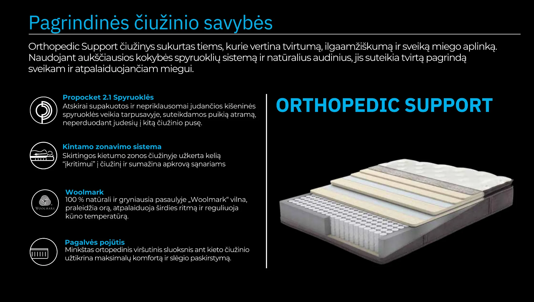 Čiužinys ORTHOPEDIC SUPPORT - Yatas Bedding
