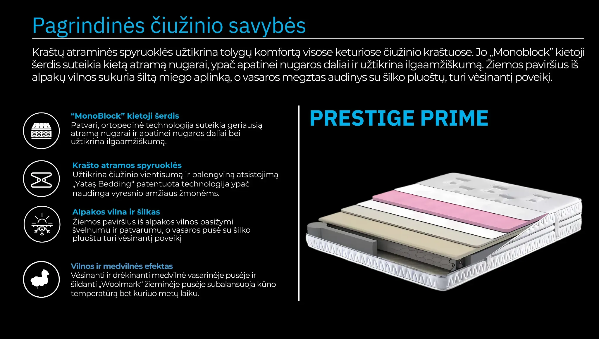 Čiužinys PRESTIGE PRIME 90x190 - Yatas Bedding