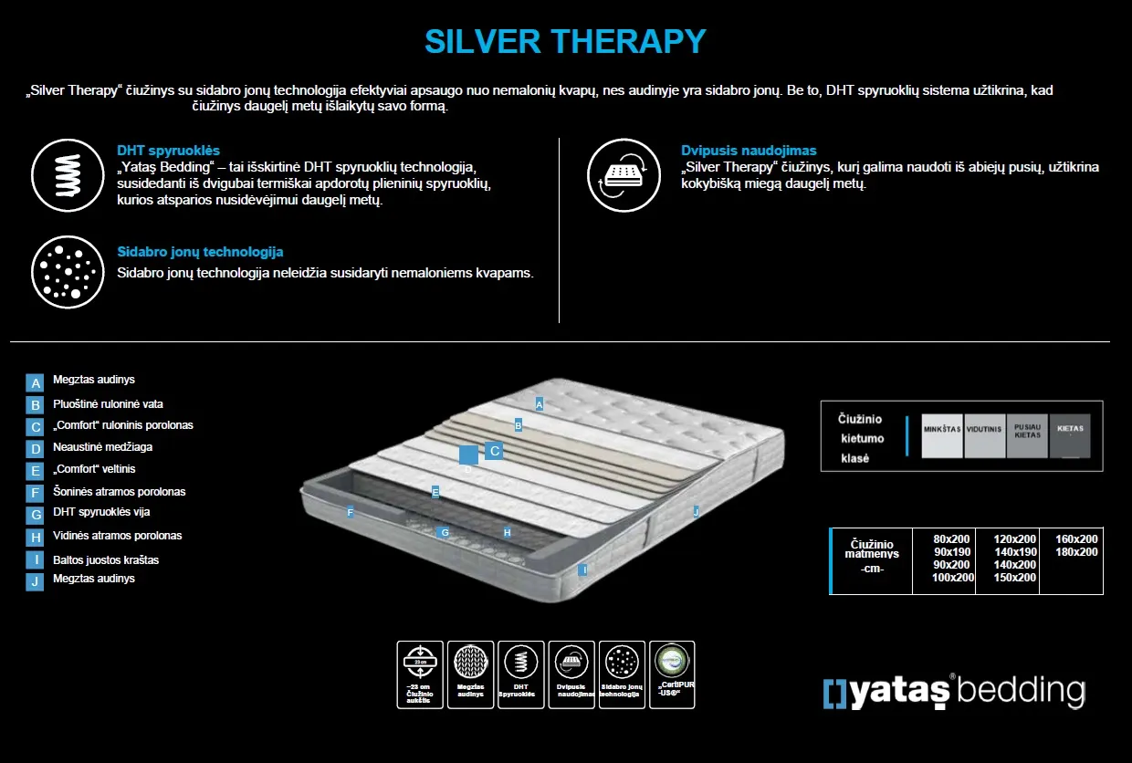 Čiužinys SILVER THERAPY - Yatas Bedding