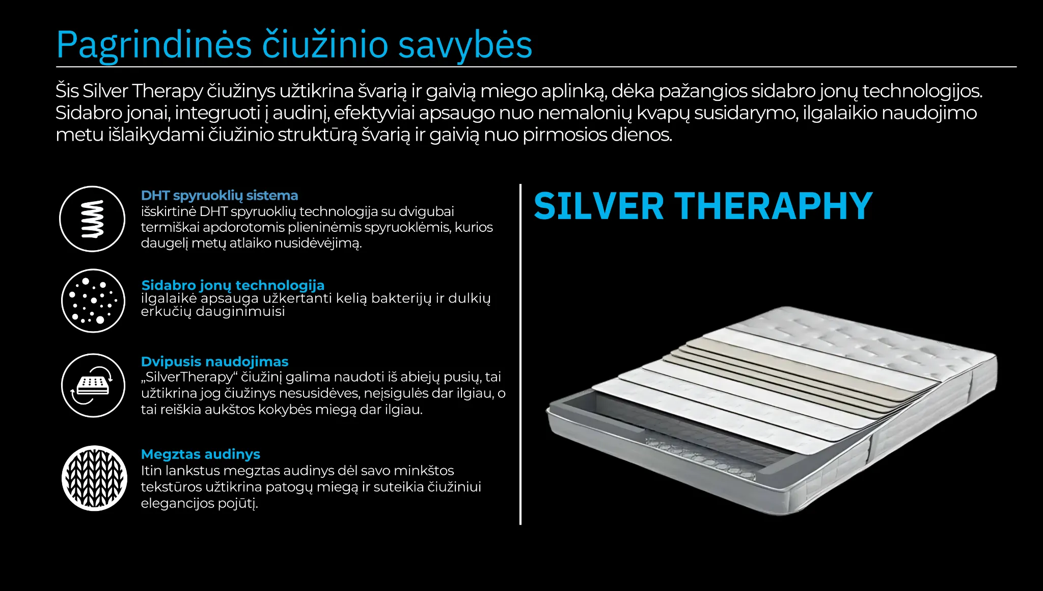 Čiužinys SILVER THERAPY - Yatas Bedding