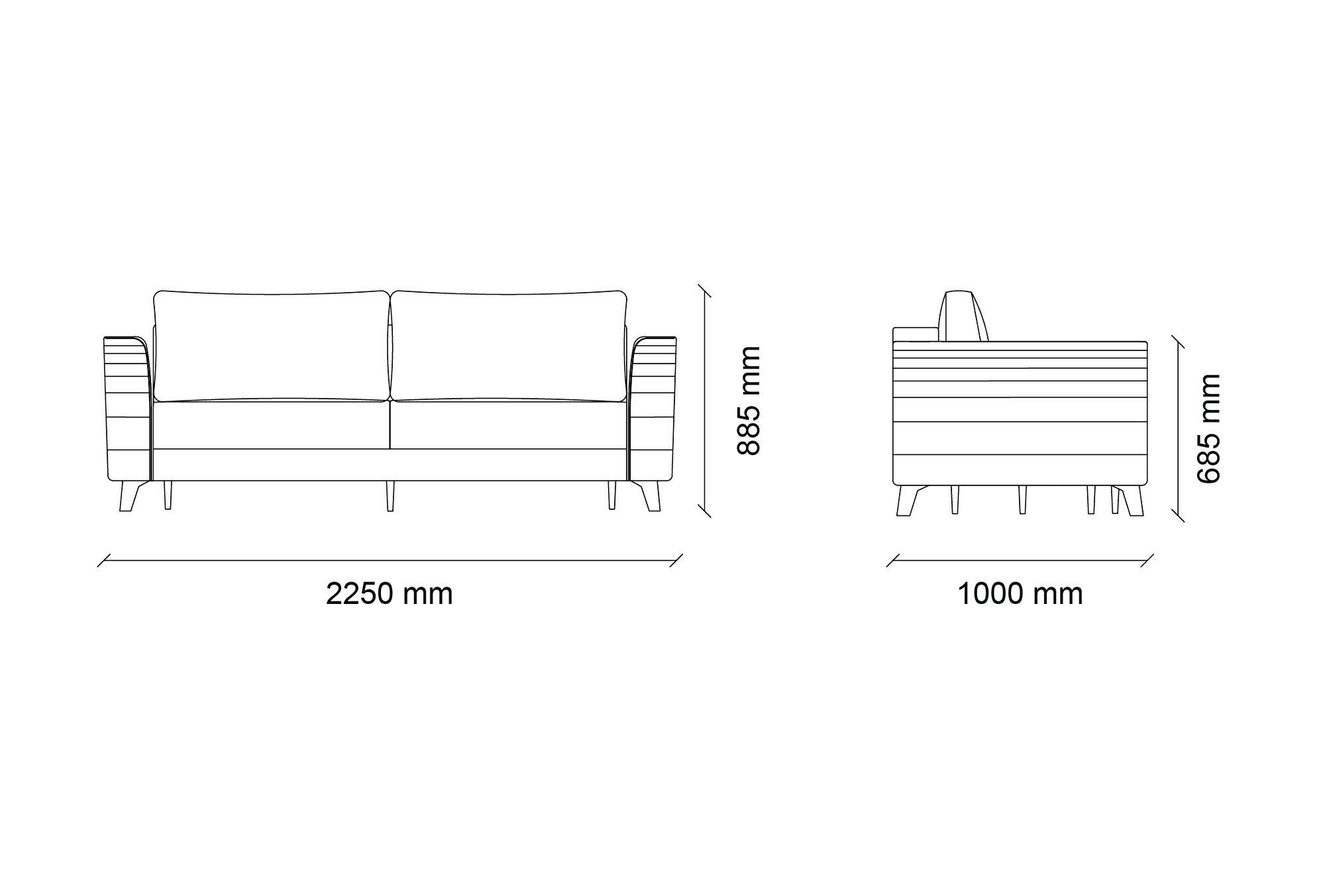 Grace 3 vietų sofa - lova - Yatas Bedding