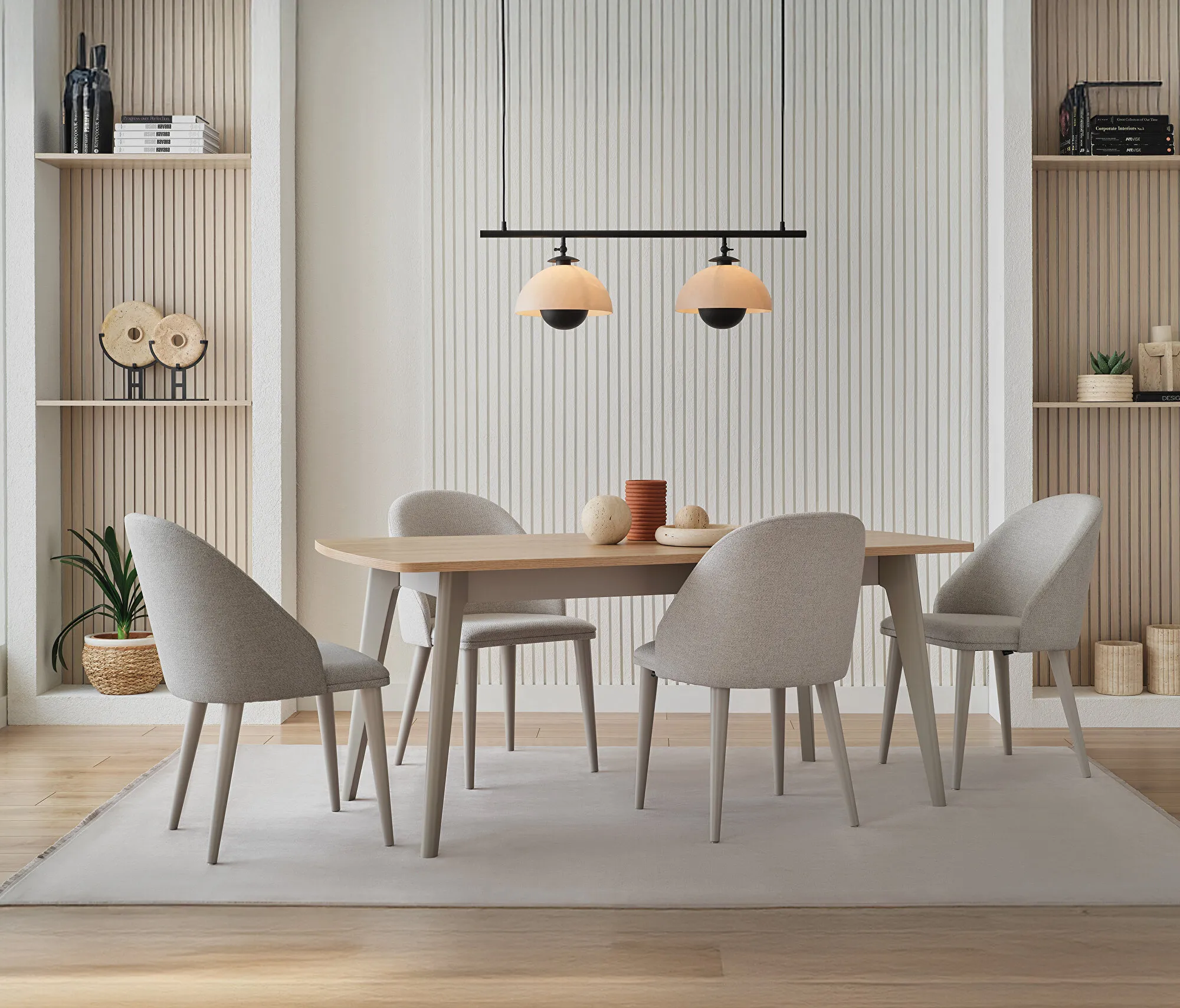 Išskleidžiamas Valgomojo Stalas - CANTE (Medinės kojos) - Yatas Bedding