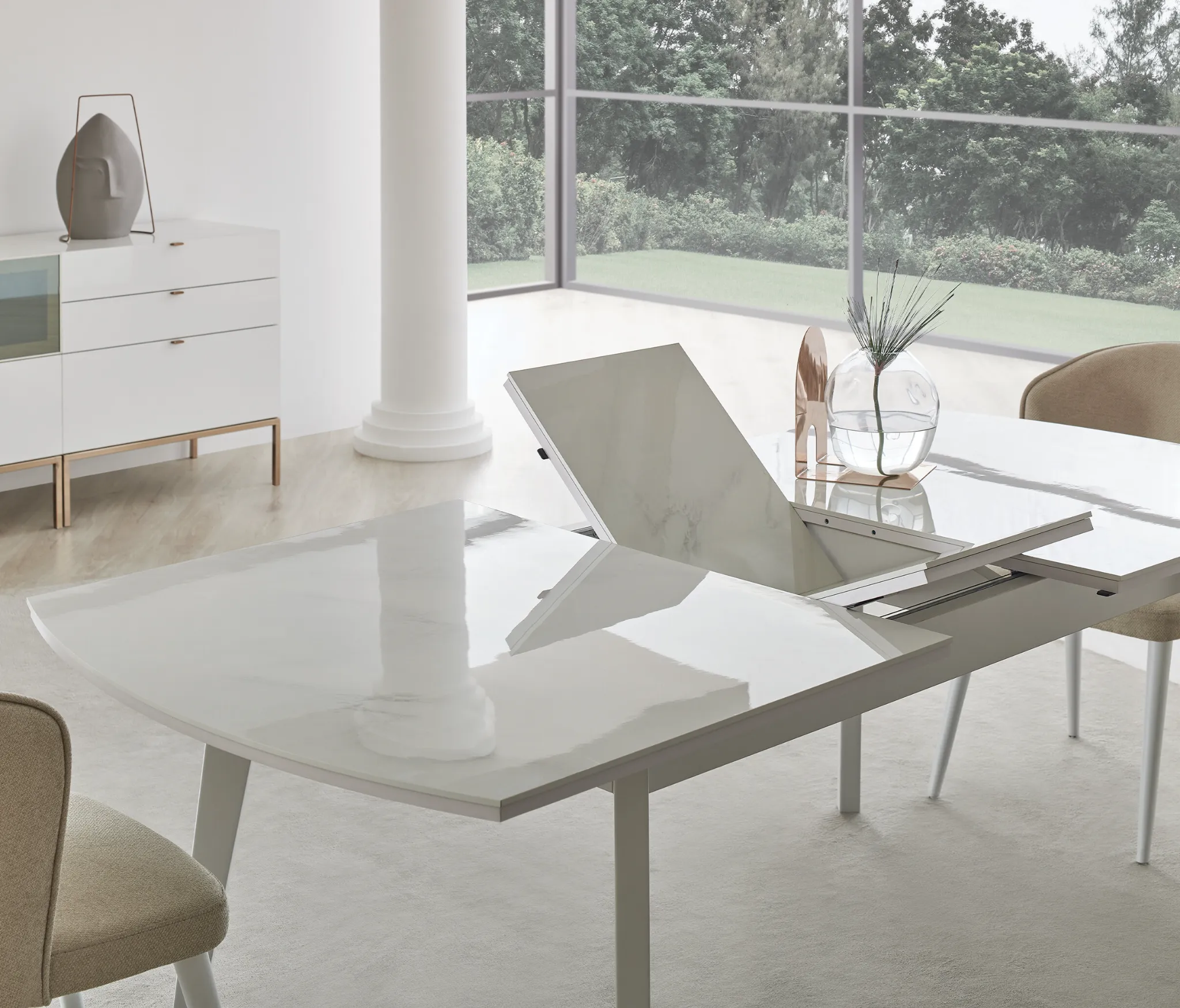 Išskleidžiamas Valgomojo Stalas - Legato (Baltas) - Yatas Bedding