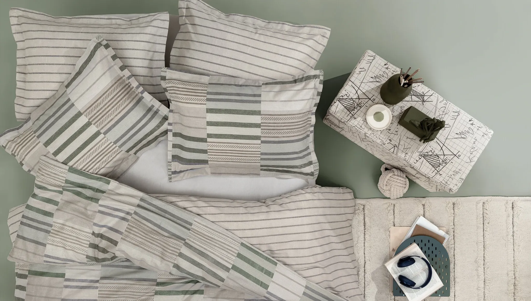 Medvilninis patalynės komplektas AVRIL SAGE - Yatas Bedding