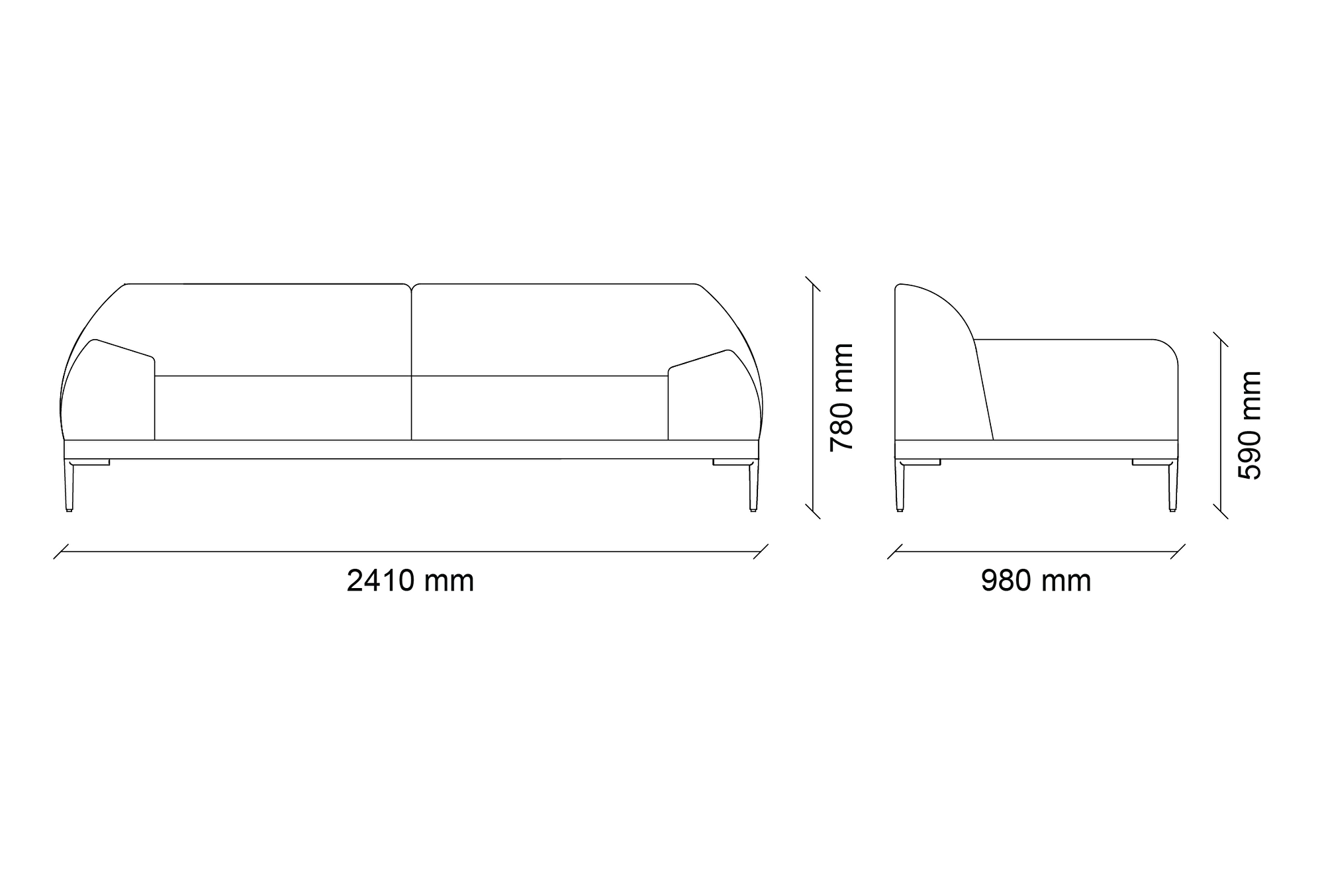 Swan - 2,5 vietų sofa - Yatas Bedding