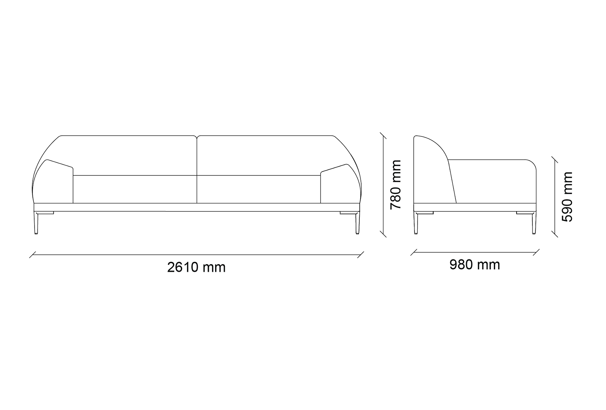 Swan - 3 vietų sofa - Yatas Bedding